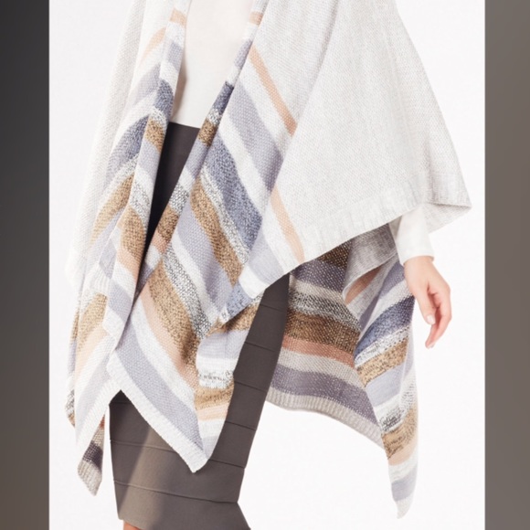 BCBGMAXAZRIA Multi-Colored Stripe Poncho - Picture 3 of 4